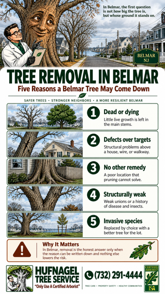 Tree removal in Belmar: five reasons a Belmar tree may come down infographic