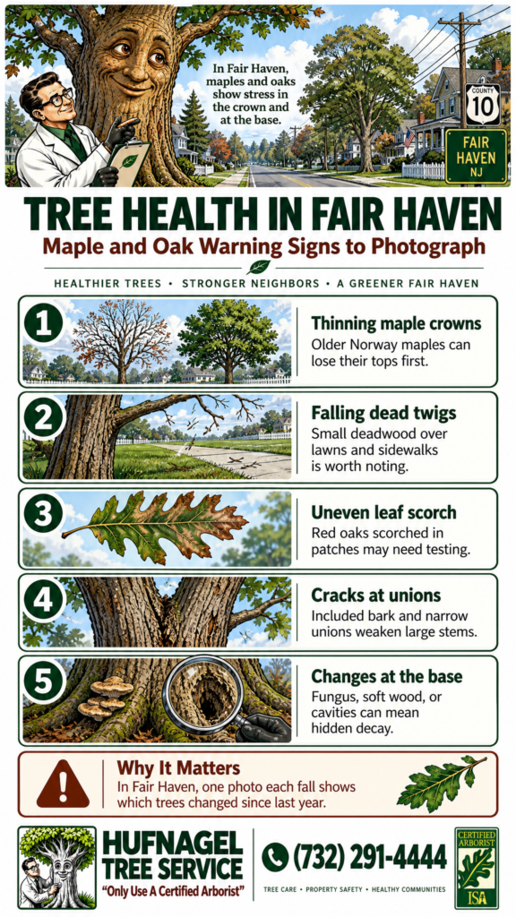 Tree health in Fair Haven: five maple and oak warning signs to photograph infographic
