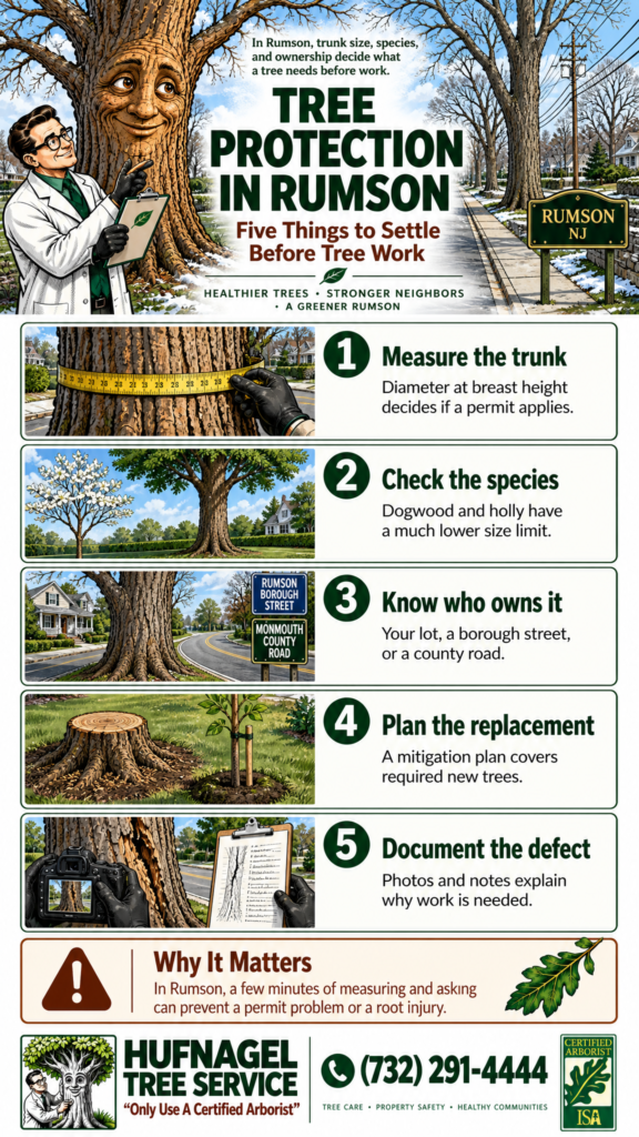 Tree protection in Rumson: five things to settle before tree work infographic